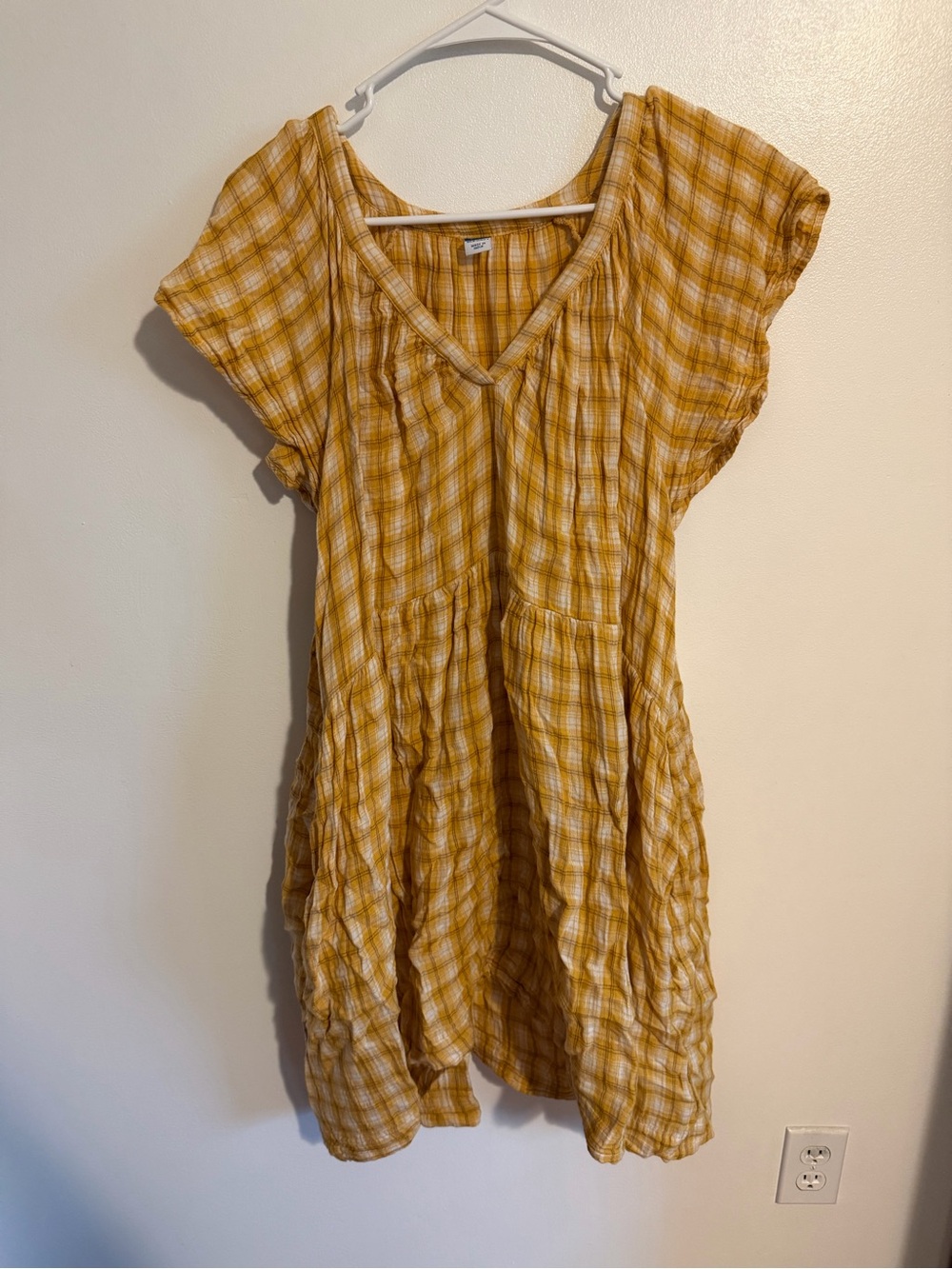 Old Navy Yellow Plaid Babydoll Mini Dress